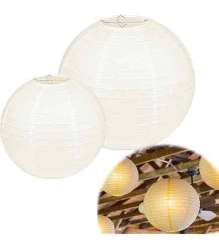 6 Stuks Witte Papieren Lantaarns 30 Cm - Ronde Lampions Voor Bruiloft, Feest En Decoratie