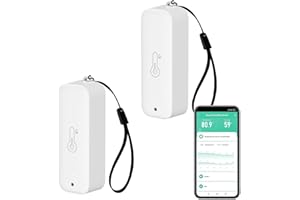 ZECAMIN Termómetro higrómetro WiFi, medidor inteligente de temperatura y humedad con App de monitor remoto, sensor de temperatura y humedad en interiores con exportación de datos, compatible Alexa.2PCS