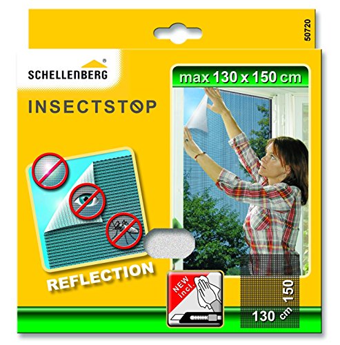 Schellenberg 50720 Reflection, Fiberglas-Fliegengitter 130 x 150 cm, 4 Funktionen