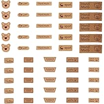 60 Etichette In Pelle Per Cucire Su Vestiti E Lavoretti - Personalizzate Fatte A Mano | 10 Colori | 56x15mm