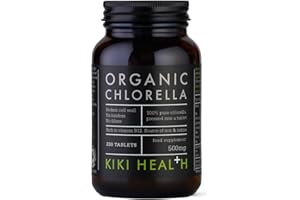 KIKI Health Organic Chlorella Tablets | 100% Organic Chlorella - Digestive, Immune, & Brain Health | Natural Source of Vegan Protein & Vitamins | Superfood for Detox Support, 200 Tablets (500mg)