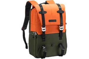 K&F CONCEPT Mochila Camara Multifuncional， Mochila Fotografía Profesional, Mochila Fotográfica para Reflex Impermeable, Bolsa Cámara Compartimento para Portátil de 15.6 Pulgadas(20L) Naranja