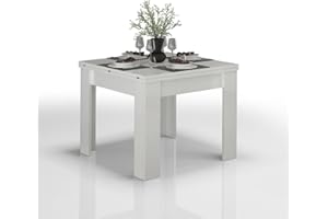 WHOUS Tavolo Allungabile JESI per Sala da Pranzo e Soggiorno, Estensibile da 90 a 180 cm, Tavolo Cucina per 4-8 Persone, Bianco Lucido