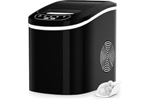 RELAX4LIFE Macchina Ghiaccio 2,2 L, Fabbricatore Cubetti 12 kg in 24 H, Ciclo Produttivo 6-13 Minuti, Tecnologia a Infrarossi, Funzionamento Automatico (Nero)