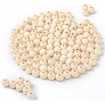 Craftdady 200 perline rotonde in legno naturale bianche, grandi perline in legno 20 x 15 mm, per gioielli fai da te, macramè, artigianato, foro: 10 mm