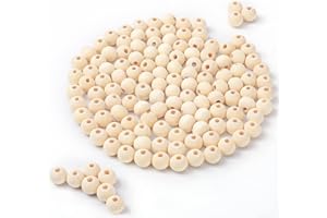 PACKRA 200 Stück,12mm Holzperlen Natur für Makramee, Holzkugeln mit loch, Runde Holzperlen zum auffädeln für DIY Dekorationen Schmuck