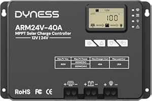 Dyness Régulateur de Charge Solaire MPPT 40A 12V 24V Automatique, Bluetooth, 100V (Entrée PV max.), Écran LCD, pour Systèmes Solaires & Batteries SLA, GEL, FLD, AGM, Li