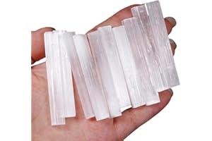 AITELEI 10pcs Natural Selenite Crystal Stick Chips Gypsum White Quartz Selenite Wand Rough Minerals Specimen Point Healing Stones for Reiki, Chakra