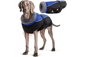 Hjyokuso Cappotto per cani impermeabile Giacca invernale calda, Giacca per cani antivento Abbigliamento per cani Completo per cani di taglia piccola di taglia media Con Striscia Riflettente