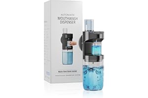 ALLILUYAA Automatyczny dozownik do płukania jamy ustnej, 550 ml, do łazienki, wodoszczelny, napełniany, z 2 kubkami, samoczyszczący, odporny na kapanie, czarny