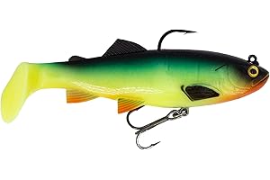 FISHN Pike Lure TROUTY 12cm, 38g, Soft Lure, Softbait with Jig Head Hook and Treble Hook and Removable Soundbar/Rattle - Bait for pike fishing