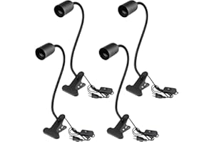 BILIPLE 4 Stück E27 Klemmleuchte mit Clip, 360° Verstellbarer Schwanenhals, Klemmlampe E27 mit Stecker und 120 cm Kabel für Bettlampe, Pflanzenlampe, Leselampe, Schwarz (Ohne Glühbirne)