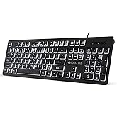 Amkette Wi-Key Backlit Wired Keyboard | White Backlit with Brightness Control | Laser-Etched Keys | 12 Multi-Media Keys | Plug and Play USB Connection