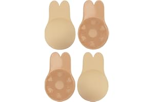 WANWEN 2 Pairs Sticky Bra, Strapless Backless Bra Adhesive Invisible Lift Up, Reusable Push Up Breast Lift Nipple Covers Patch for Women