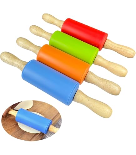 Mini Rouleaux à Pâtisserie En Bois - Lot De 6 - Pour Enfants, Pâte à Modeler, Biscuits - Sécuritaires Et Lavables