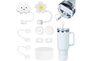 FOSFUKEER Stanley Cup, set di accessori contiene 6 tappi in silicone a prova di perdite, 2 coperchi in paglia, 1 custodia in silicone per Stanley Cup da 1,2 l e 850 ml, coppe non incluse (trasparente)