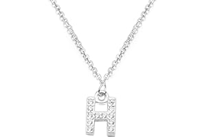 bifriend S925 Silver A-Z 26 Initial Crystal Pendant Chain Choker Necklace For Women Lady Girl
