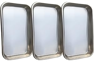 Yuemuop 3 Pièce Rechteckig Instrumententablett, Edelstahl Instrumententablett, Laborschalen Labortablett, Medizinisches Tablett für Zahnärztliche Chirurgische Tätowierung Tattoo