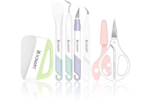 Xinart Weeding Tools Set for Vinyl Craft Knife/Weeder/Scraper/Spatula/Tweezers/Scissors, Basic Weed Removal Tool Kit for Cricut Stencils/Oracal Vinyl/Siser HTV/Silhouette Cardstock