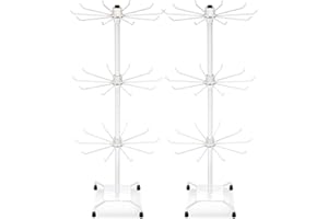 BestAlice 2Pack Jewelry Rack, 3 Tier Rotating Jewelry Display Holder, Necklace Holder Rack Fashion Counter Jewelry Tree Stand, Adjustable Metal Jewelry Holder (2Pcs, White)