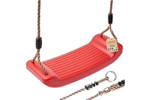 TRIBECCO Balançoire, Aire de Jeux, Siège Antidérapant, Balançoire en Plastique, Planche à Bascule (Rouge)