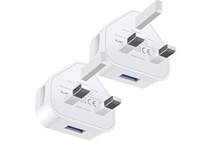 LOVEAI 2Pack USB Plug, USB Charger Plug Adaptor UK 3 Pin Mains Charger 5V 1A i Phone Charging Plug Adapter UK Compatible with iPhone Apple 14 13 12 11 Pro Max 10 XS X XR 8 7 6 6S Plus 5 SE 2020,i Pad