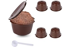 DTYGUIXE Cápsulas de Café Rellenables, 4 Cápsulas de Café Reutilizables con 1 Cucharilla y 1 Cepillito Cápsulas de Filtro de Café Recargables para Mayoría de Máquina de Café