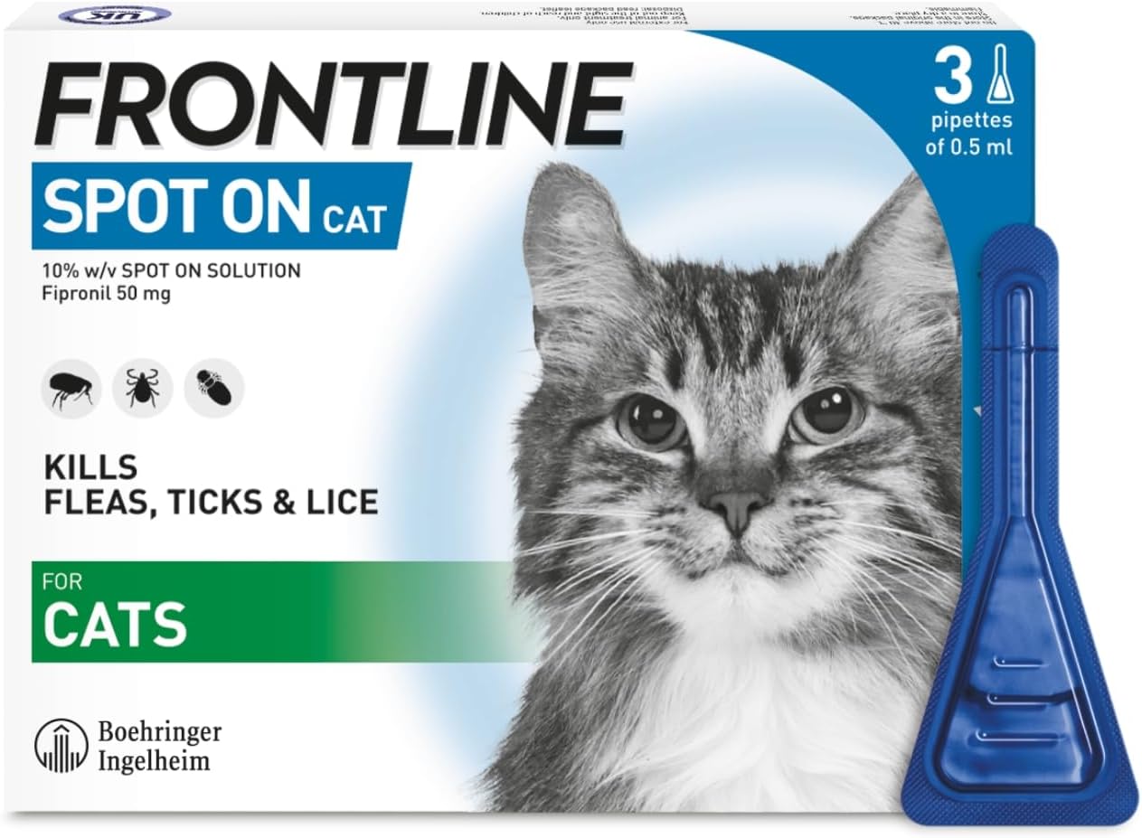 FRONTLINE Spot On Flea & Tick Treatment for Cats - 3 Pipettes