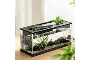 HODEFFIOR Small Fish Tank - High Transparency Acrylic Rectangular Aquarium Tank With Build-In Light and Water Pump Ecological Cycle System For Living Room Office Decor