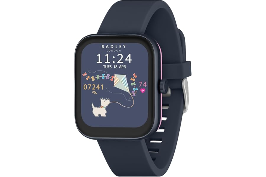 RADLEY Series 32 Smart Watch for Women with Bluetooth Call, Health Fitness Tracker, 1.80”, Heart Rate, Sleep tracking, Navy Silicone Strap, IP68 Waterproof