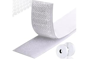 HOMENATUR Belcro Klej Dwustronny Mocny - Taśma Belcro i Okrągłe Kropki - 2 Rolki Kolory Czarno-Biały - Tkanina Pętla i Haczyk - Zestaw Belcro Moskitiera Extra Strong (50mm x 5m, Biały)