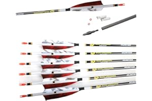 ACCMOS 6 pcs Spine 340 400 500 600 700 800 Hunting Arrows ID 6.2 mm Carbon Arrow for Adult Youth Hunting or Target Practice ID 6.2 mm Bow Archery Huntting Shooting