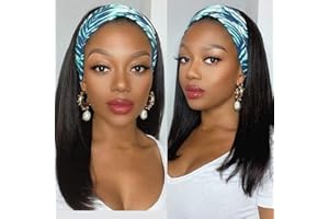 VANMAST Perruque Bandeau Cheveux Humain Lisse Perruque Femme Naturelle Brésilien Sans Colle 180% Densité Ready to Go Wigs Human Hair Straight Headband Wig Noire Naturelle Color 16 Pouces Human Hair Wig