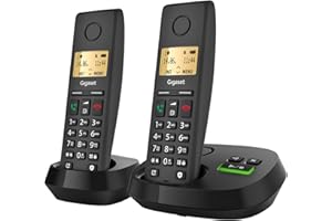Gigaset Pure 220A Duo - 2 Schnurlose DECT-Telefone mit Anrufbeantworter - mit Call-Block-Taste und Freisprechfunktion - 80 Kontakten, anthrazit schwarz [Kompatibel in DE, IT, FR, NL, BE, Che, AUT]