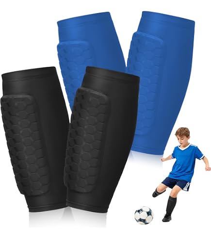 Zikenis Protège-tibias De Foot Souples Et Respirants – Paire Anti-choc Pour Enfants Et Adultes – Noir – Tailles M/XS Extensibles