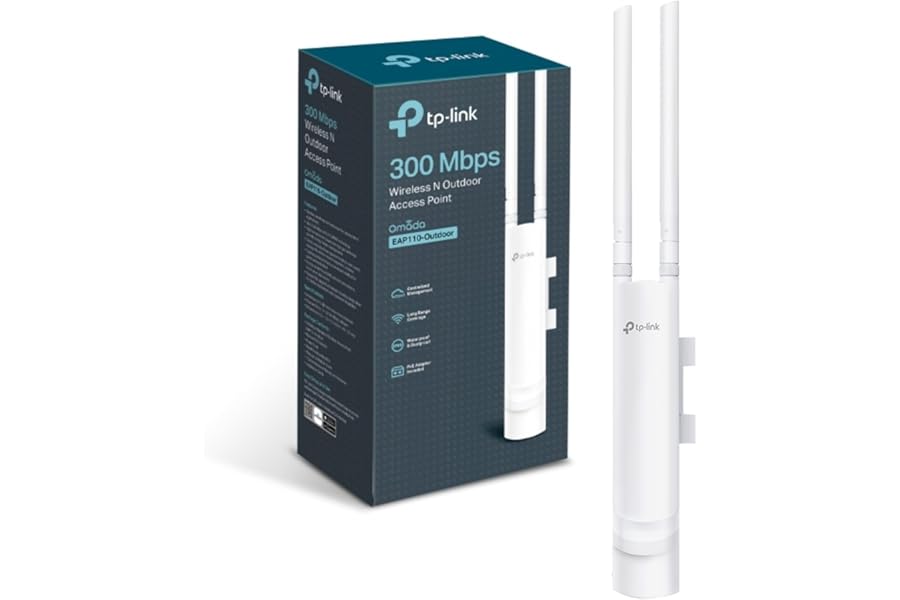 TP-Link EAP110-Outdoor 300Mbps Wireless N Outdoor Access Points, 24V Passive PoE, Easily Wall or Ceiling Mount, Free EAP Controller Software - White