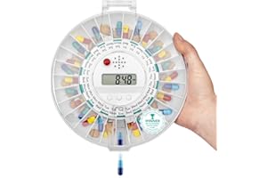 TabTime Automatic Pill Dispenser, 6 Alarms per Day. Clear Lockable lid. UK Customer Service.The Essential Medication aid for The Elderly and Alzheimer's and Dementia Patients