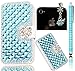 Produktbild Sunroyal 3D DIY Handmade [3in1 Set] Praktisch Hochwertigem Magnetic Glitter Kristall Diamant Buch Case Zurück Flip Bling diamant Case für Samsung Galaxy S5/S5 Neo GT-I9600 I9600 Rhinestone Strass Hülle Tasche ETUI Schale Rückseite - PU Leder Flip Folio Klapp Schutzhülle Glänzend Schale Ultra Dünn Haut mit Kartenslots Gebaut inklusive Touchstift und Universal Schleife Kristall Bling Anhänger Strass Diamant Anti Staub Schutz Stecker Stöpsel,Blau Blue