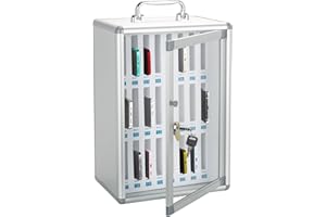 ZORVIDSON 24 Slots Cell Phone Locker Classrooom, Portable Mobile Phone Storage Box, Cell Phone Box Wall Mounted for Office, Gym (Silver)