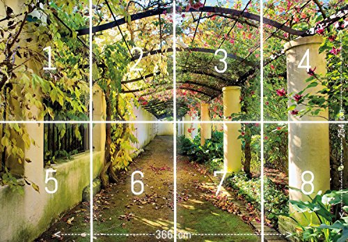 FOTOTAPETE ,,Wedding Time 106′ 366 x 254cm Blumen Hochzeit Garten Pflanzen Wintergarten Pergola Romantik Liebe Tapete inklusiv Kleister - 3