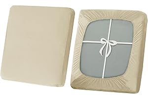 SYLC Stretch Sofa Seat Cushion Covers, Non-slip Sofa Cushion Cover with Ties and Elastic Bands, Velvet Couch Cushion Covers Replacement (Beige,1-Seater)