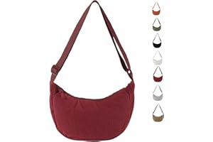 LOCCY Crossbody Bag Women's Corduroy Half Moon Bag Women's Corduroy Plain Halfmoon Bag Cord with Adjustable Shoulder Strap for Women Travel