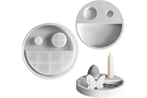 YARTEIM Runde Silikonform Kerzenhalter, Silikonform Runde, Silikonformen Gießformen Kerzenhalter, 3D Gießform Kerzenhalter Gießformen Silikon Runde Gießform Kerzenhalter Giessformen Silikon für Handwerk