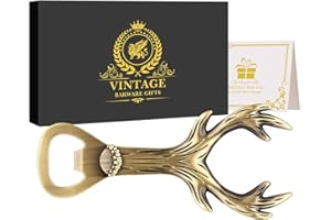 LKKCHER Cadeaux de bois de cerf, décapsuleur en zinc mat, accessoires de chasse, cadeaux personnalisés pour chasseurs, hommes et femmes, avec boîte