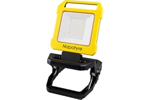 Napatyre Projecteur LED Rechargeable à Pince, 1000LM Projecteur LED Chantier Portable, 2 Modes 4000mAh Lampe de Travail Pour Camping, Chantier, Garage, Atelier