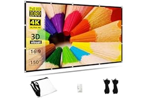Projector Screen 150 inch,TOWOND 16:9 HD 4K Foldable Anti-Crease Portable Projection Movies Screen for Home Backyard Theater Outdoor Indoor Support Double Sided Projection