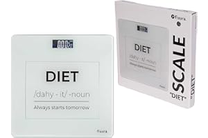 Fisura Cyfrowa waga łazienkowa "dieta". Waga łazienkowa ze szkła – waga elektroniczna do 180 kg z dokładnością do 50 g, technologia Step-On 30 x 30 cm