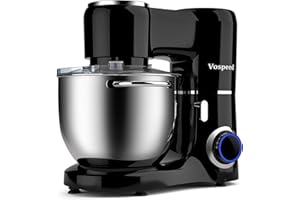 Vospeed Stand Mixer 2000W 8L Cake Mixer Electric Kitchen Food Mixer with Stainless Steel Bowl, Beater, Dough Hook, Whisk for Baking, Dishwasher Safe (Black)