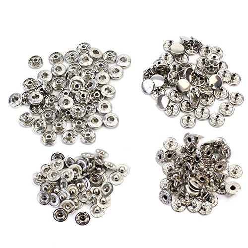Pinzhi 50 Stück 10mm Silberfarbe Metall Snap Presse Verbindungselemente Nieten ohne Nähen Knöpfe neu - 4