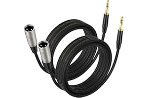 EBXYA XLR auf klinke 6,35 mm 1M 2Pack XLR to Jack XLR auf TRS Mikrofonkabel mit 3-Pin symmetrischem 6,3-mm-TRS-Stereo-Klinkenstecker für XLR-Balanced-MIC-Mikrofonkabel